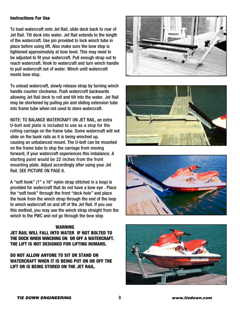 Tie Down Jet Rail XL User Manual | Page 8 / 10