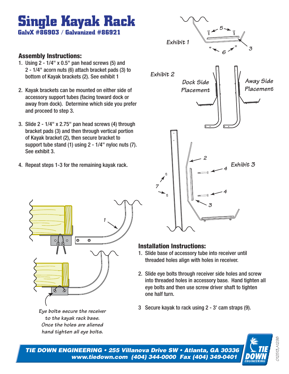 Single kayak rack | Tie Down Single Kayak Rack User Manual | Page 2 / 2
