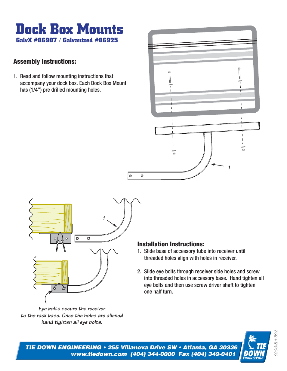 Dock box mounts | Tie Down Dock Box Mount User Manual | Page 2 / 2