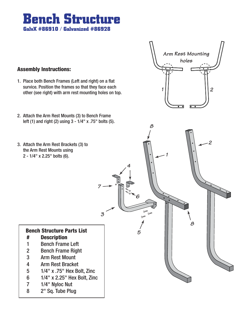 Bench structure | Tie Down Bench Structure User Manual | Page 2 / 4