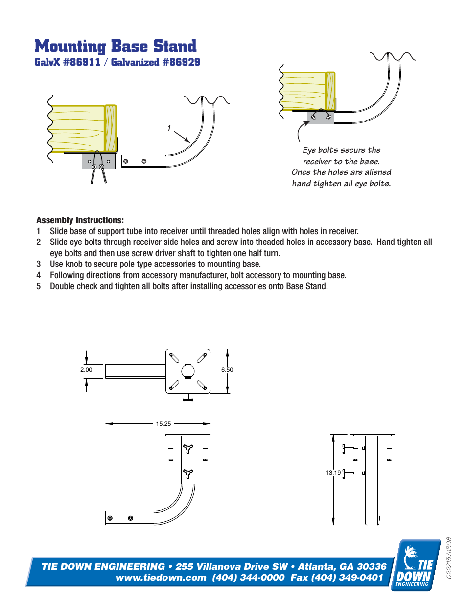 Mounting base stand | Tie Down Base -  Stand Mounting User Manual | Page 2 / 2