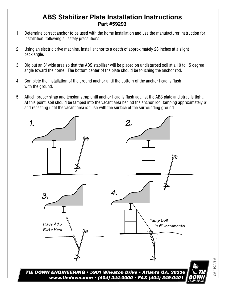 Tie Down ABS Stabilizer Plate User Manual | 1 page