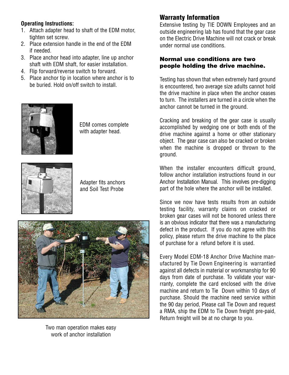 Tie Down Electric Drive Machine User Manual | Page 2 / 4