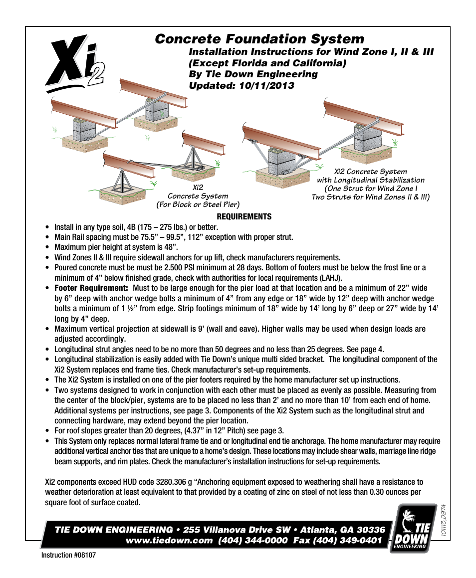 Tie Down Concrete Foundation System User Manual | 4 pages