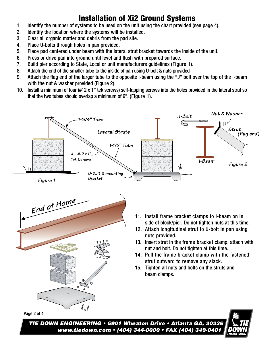 Installation of xi2 ground systems | Tie Down Xi2 "IBC 2009 90 mph Exposure C Foundation System" User Manual | Page 2 / 4