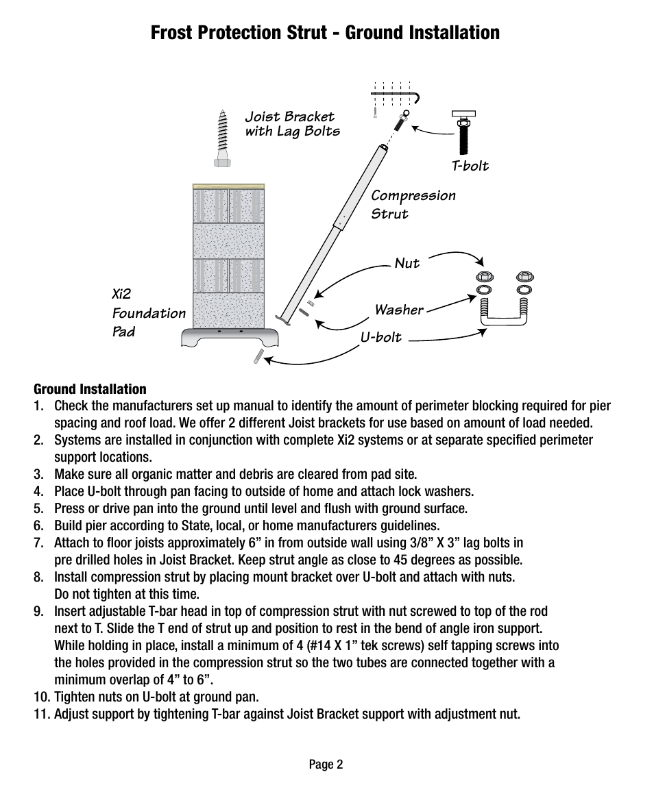 Frost protection strut - ground installation | Tie Down Xi2 Frost Free foundation User Manual | Page 2 / 4