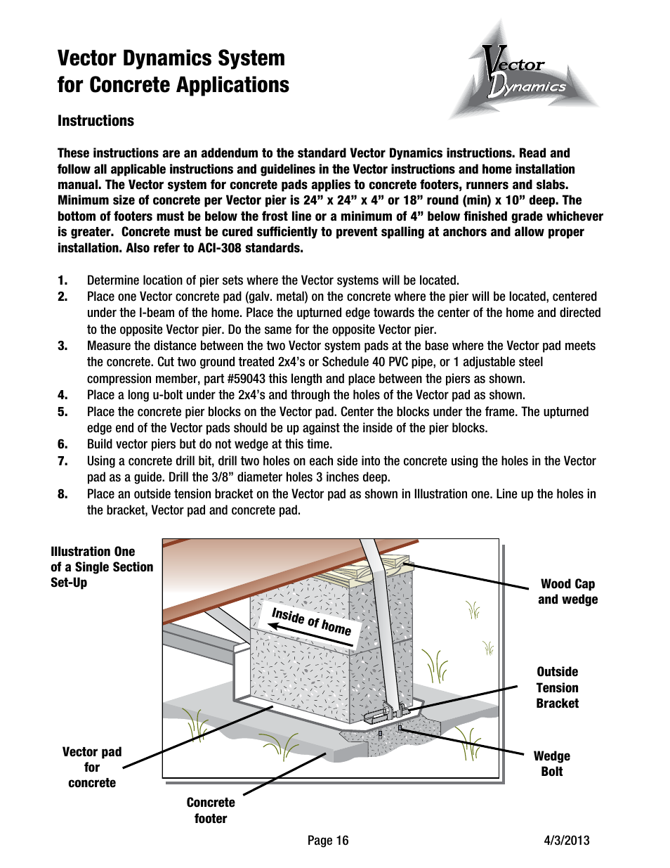 Vector dynamics system for concrete applications | Tie Down Vector Dynamics Foundation System for Wind Zones IBC 2009 User Manual | Page 16 / 19