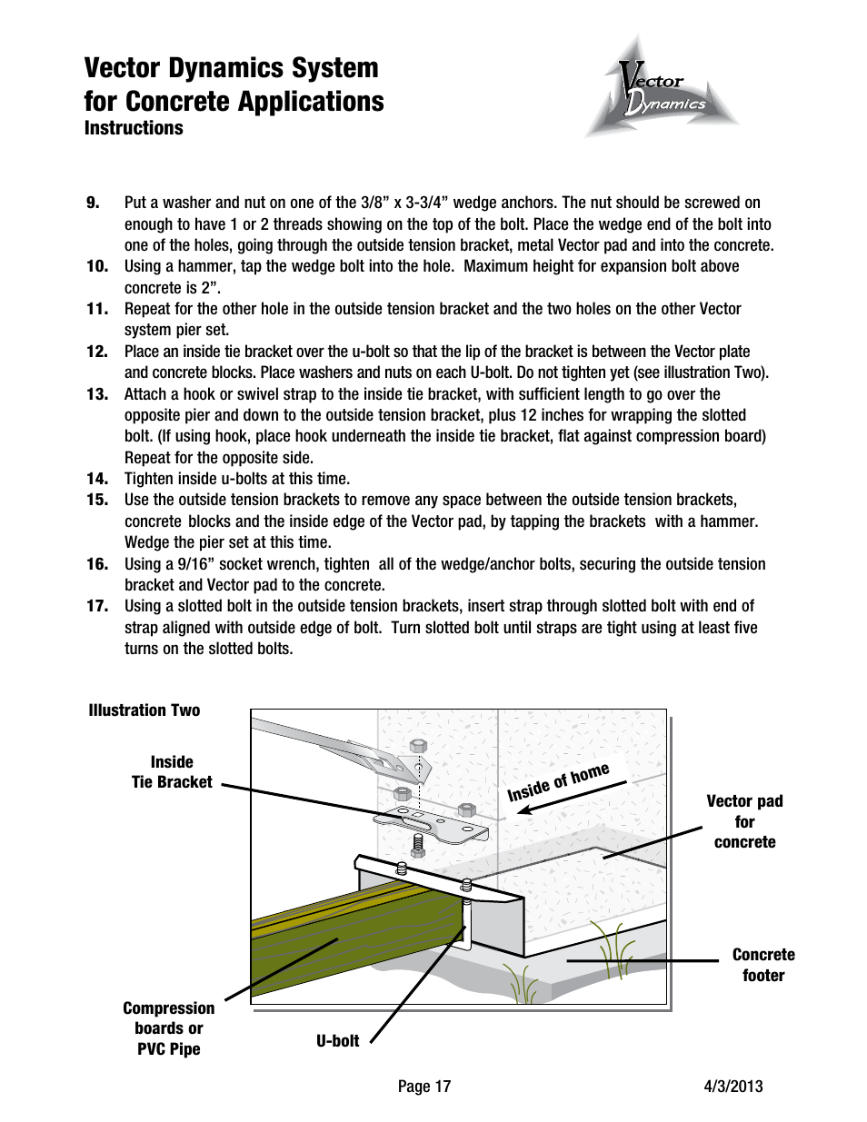 Vector dynamics system for concrete applications | Tie Down Vector Dynamics Foundation System for Wind Zones IBC 2009 User Manual | Page 17 / 19