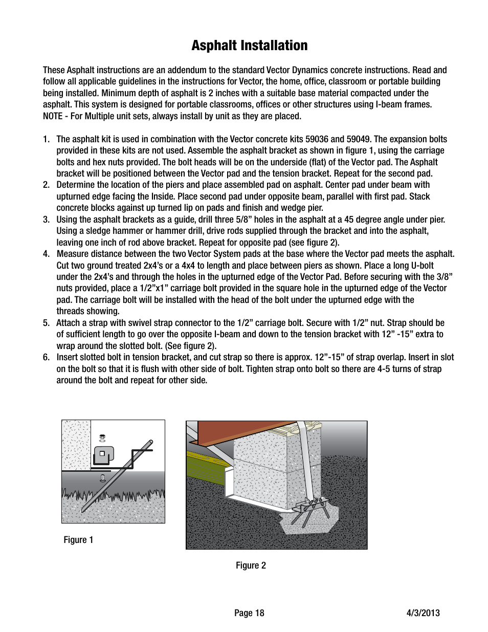 Asphalt installation | Tie Down Vector Dynamics Foundation System for Wind Zones IBC 2009 User Manual | Page 18 / 19