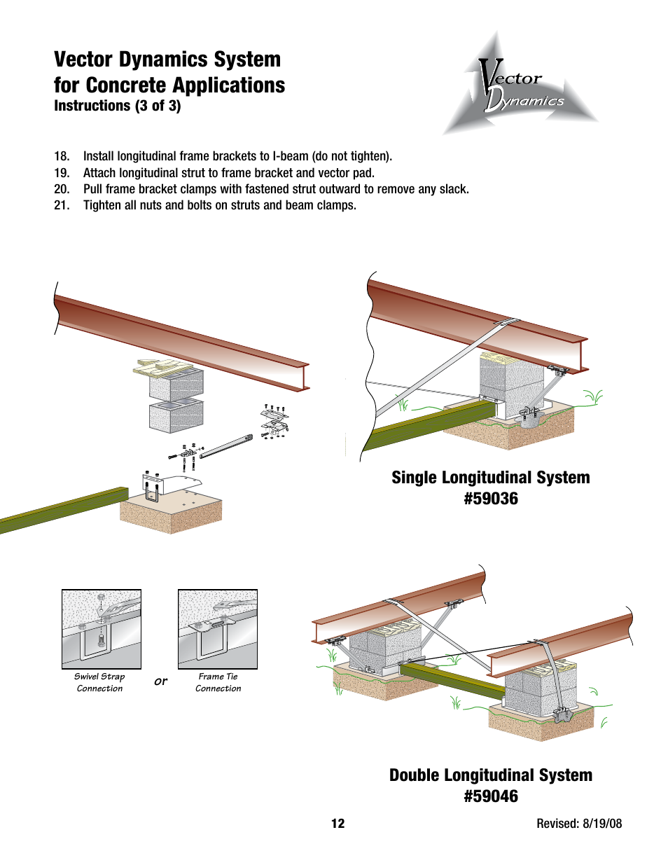 Vector dynamics system for concrete applications, Instructions (3 of 3), Strut or | Tie Down Vector Dynamics Foundation System for Wind Zones lll User Manual | Page 12 / 24