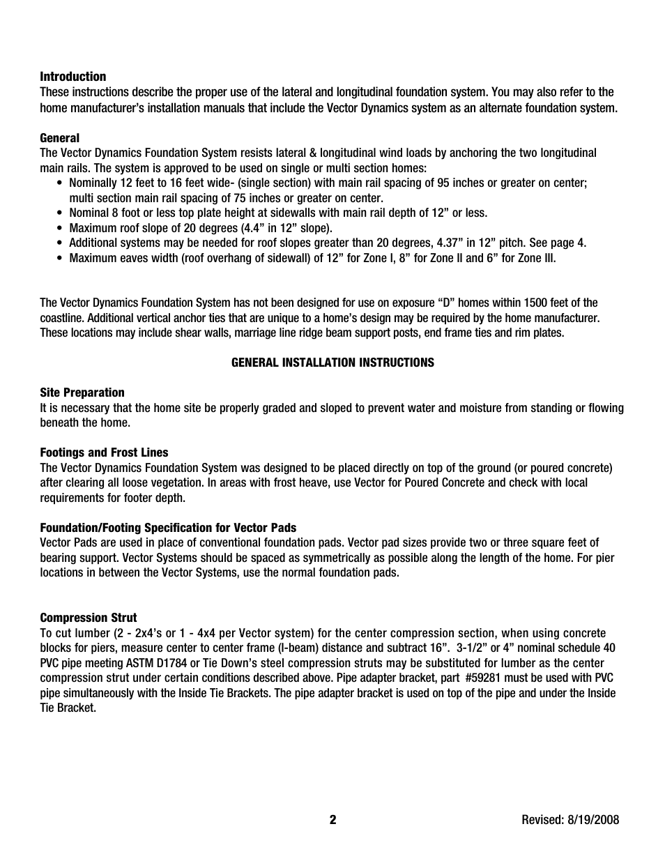 Tie Down Vector Dynamics Foundation System for Wind Zones lll User Manual | Page 2 / 24