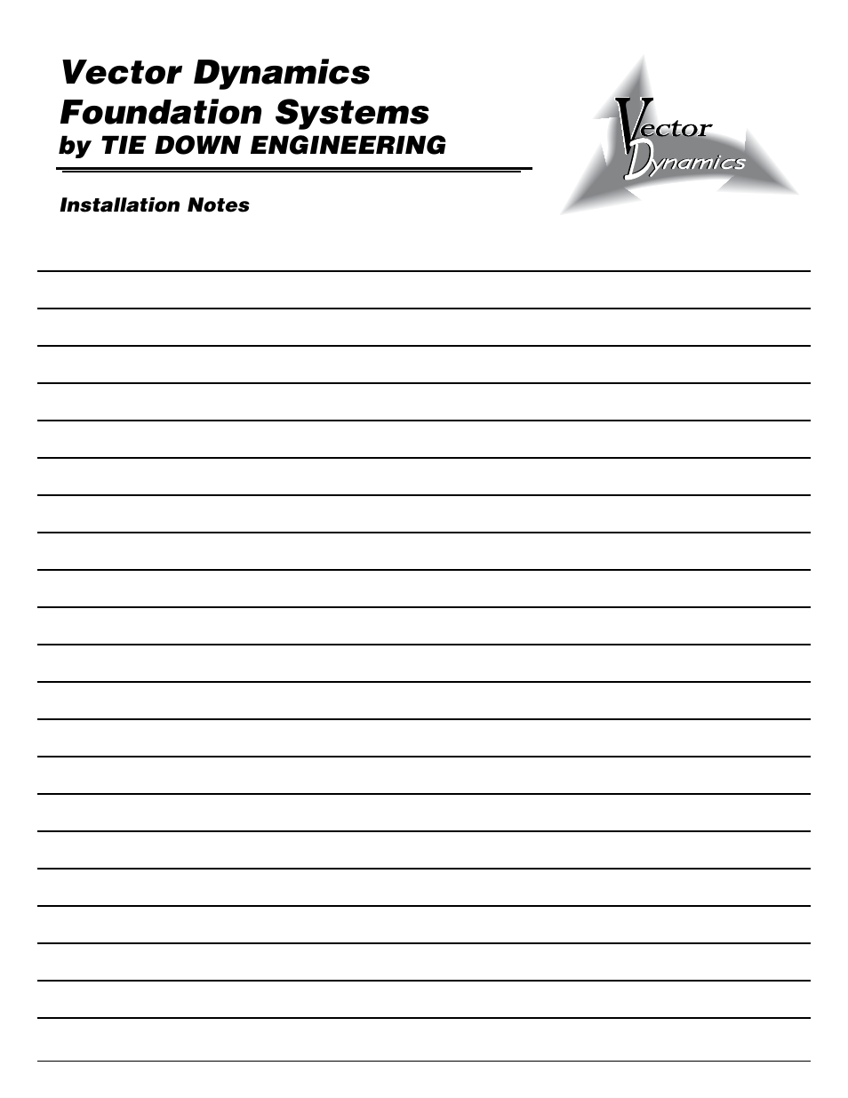 Vector dynamics foundation systems | Tie Down Vector Dynamics Foundation System for Wind Zones lll User Manual | Page 24 / 24
