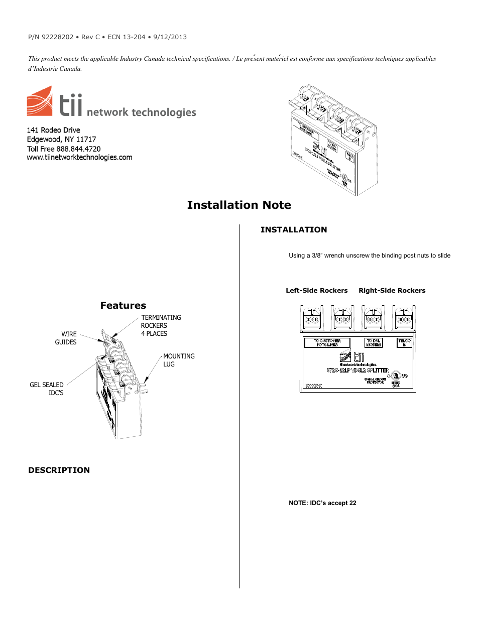 Tii 372S-12LP User Manual | 1 page