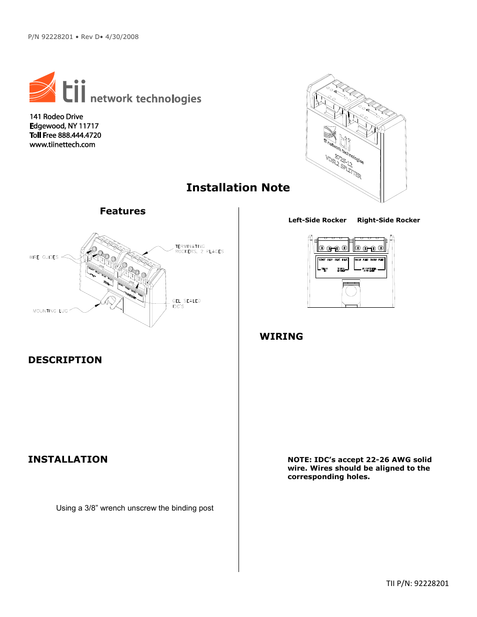 Tii 372S-12 User Manual | 1 page