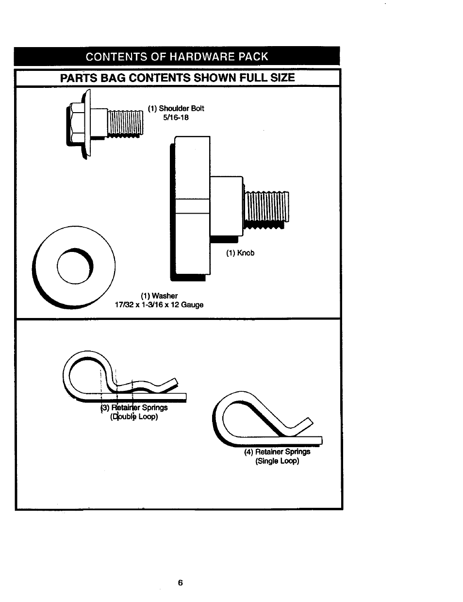 Contents of hardware pack | Craftsman 917.273060 User Manual | Page 6 / 68