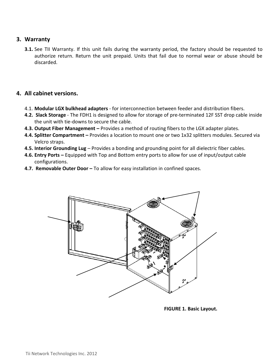 Warranty, All cabinet versions | Tii FDH1 User Manual | Page 4 / 14