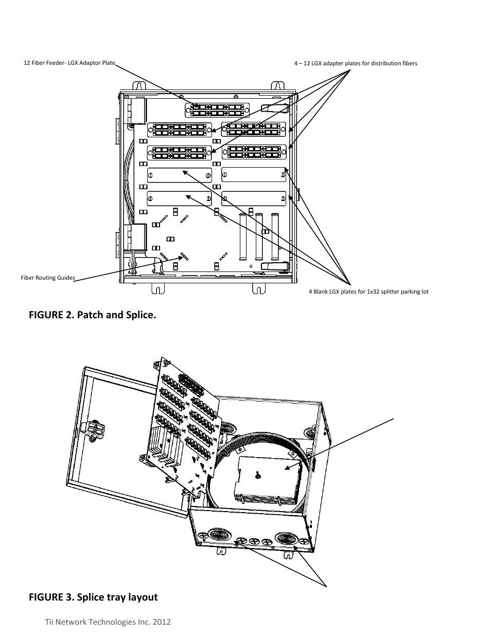 Figure 2. patch and splice, Figure 3. splice tray layout | Tii FDH1 User Manual | Page 6 / 14