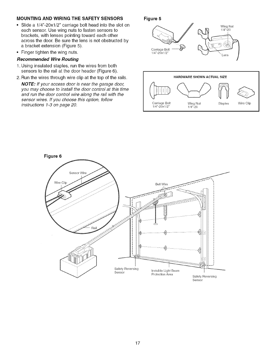 Mounting and wiring the safety sensors | Craftsman 139.53993D User Manual | Page 17 / 76