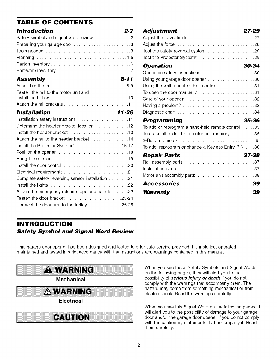 Ák warning, Warning, Caution | Craftsman 139.53993D User Manual | Page 2 / 76