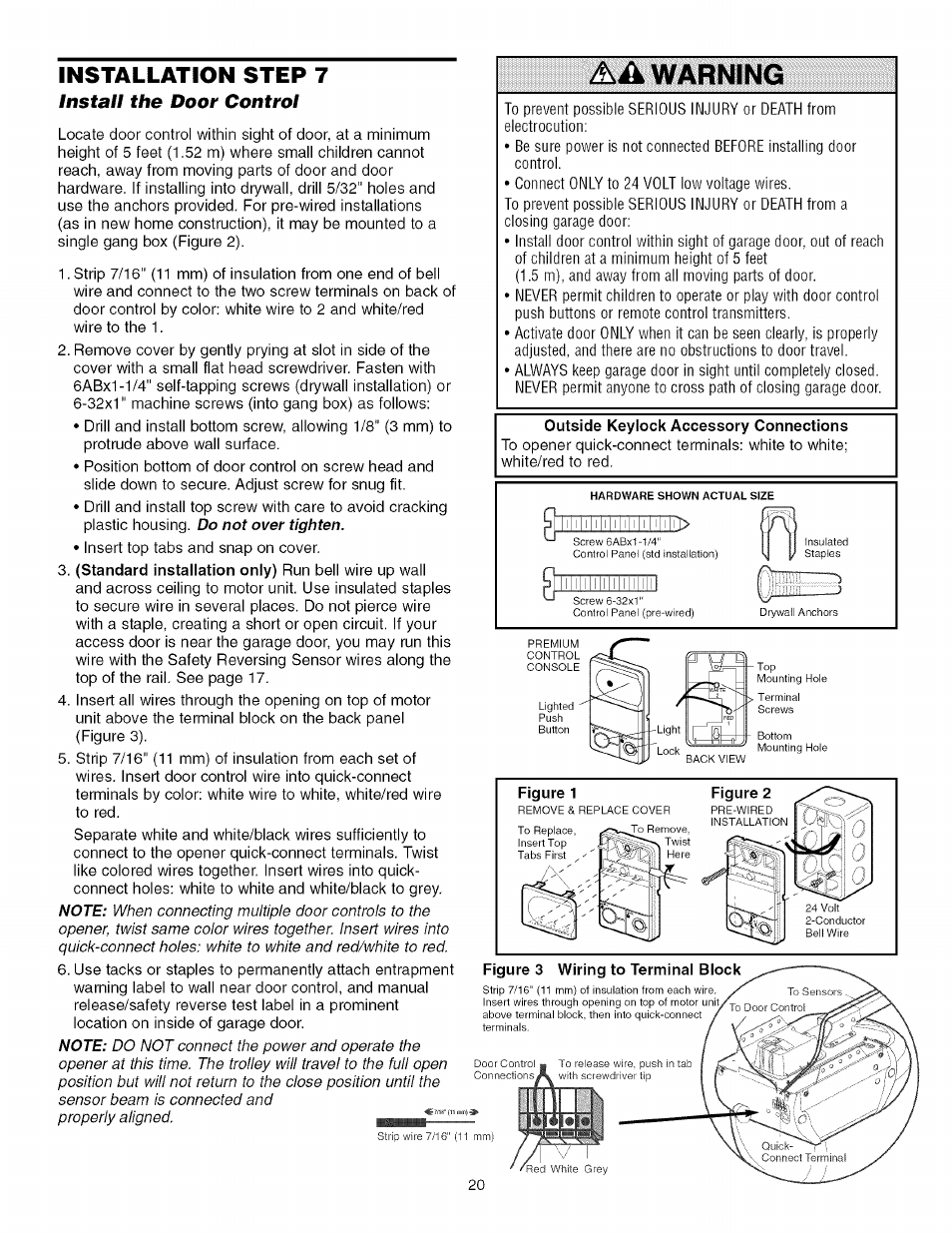 Warning, Installation step 7 | Craftsman 139.53993D User Manual | Page 20 / 76