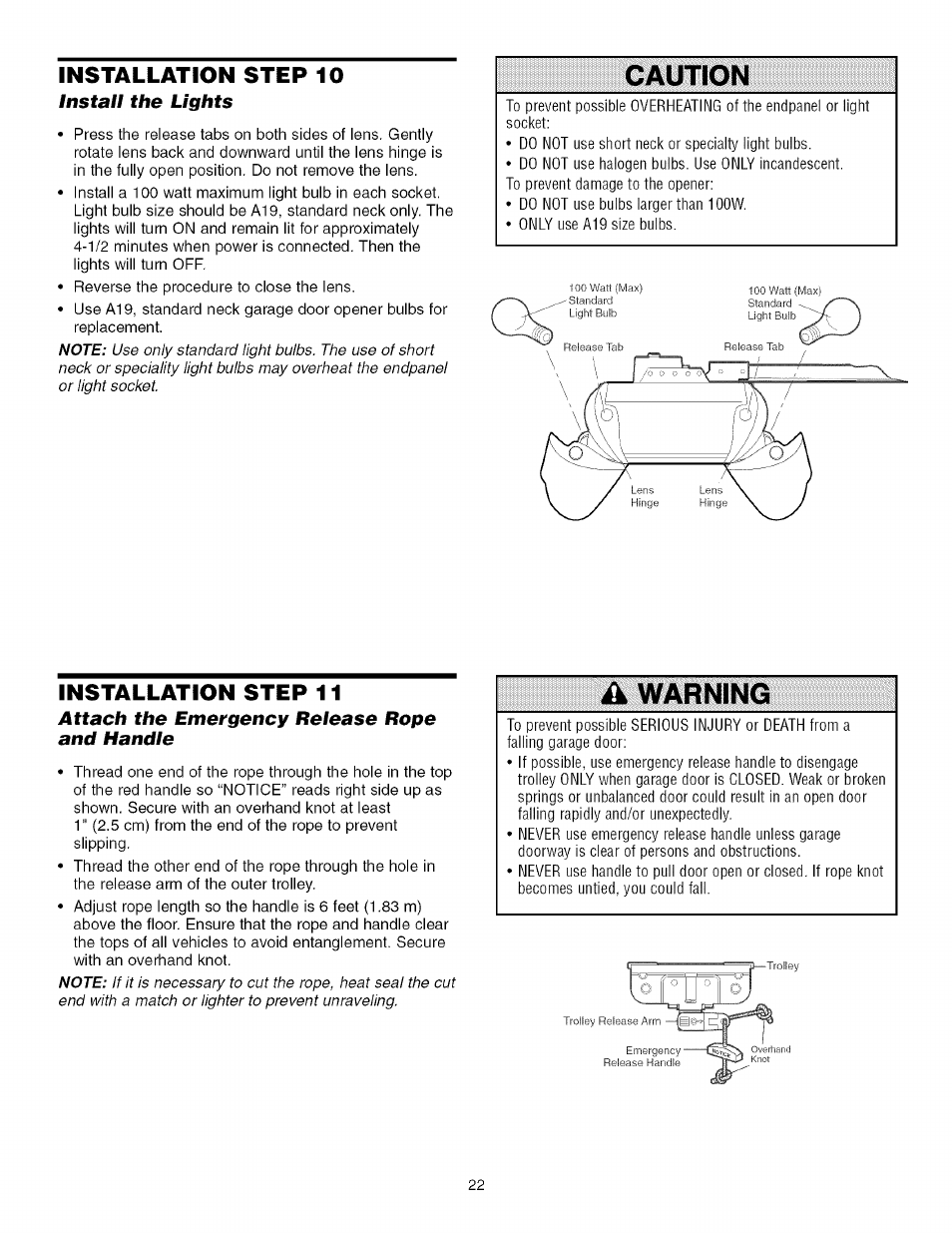 Warning, Caution | Craftsman 139.53993D User Manual | Page 22 / 76