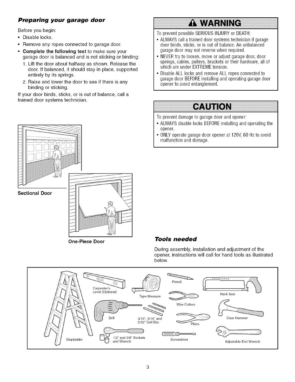 A warning, Caution, Warning | Craftsman 139.53993D User Manual | Page 3 / 76