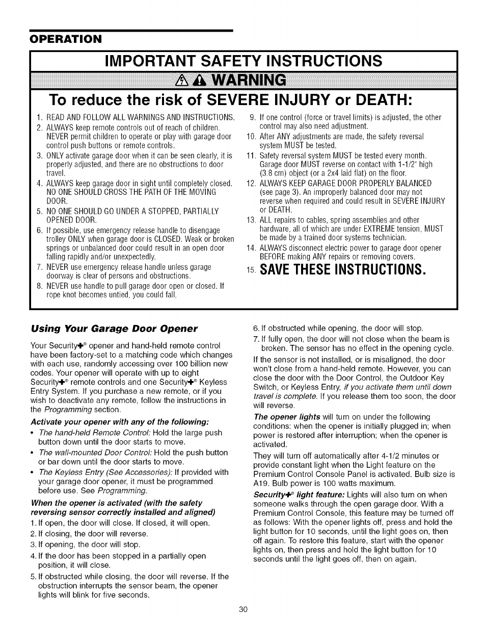 15 save these instructions | Craftsman 139.53993D User Manual | Page 30 / 76