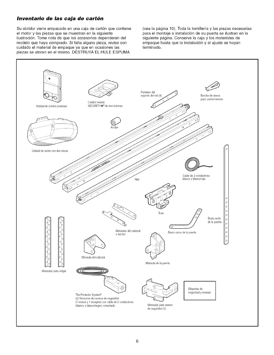 Inventarío de las caja de cartón | Craftsman 139.53993D User Manual | Page 44 / 76