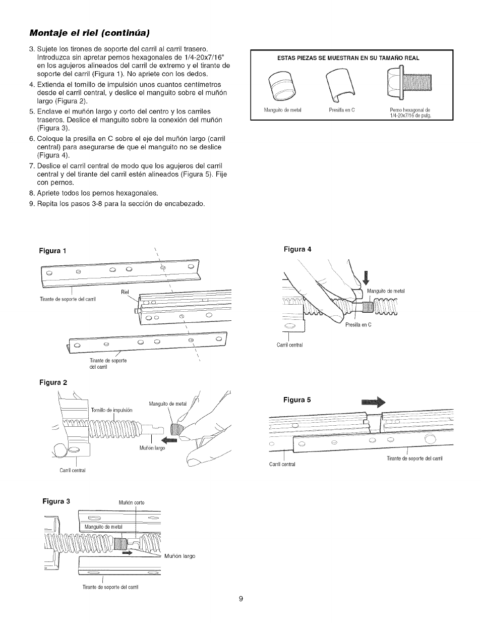 Montaje el ríel (continúa) | Craftsman 139.53993D User Manual | Page 47 / 76