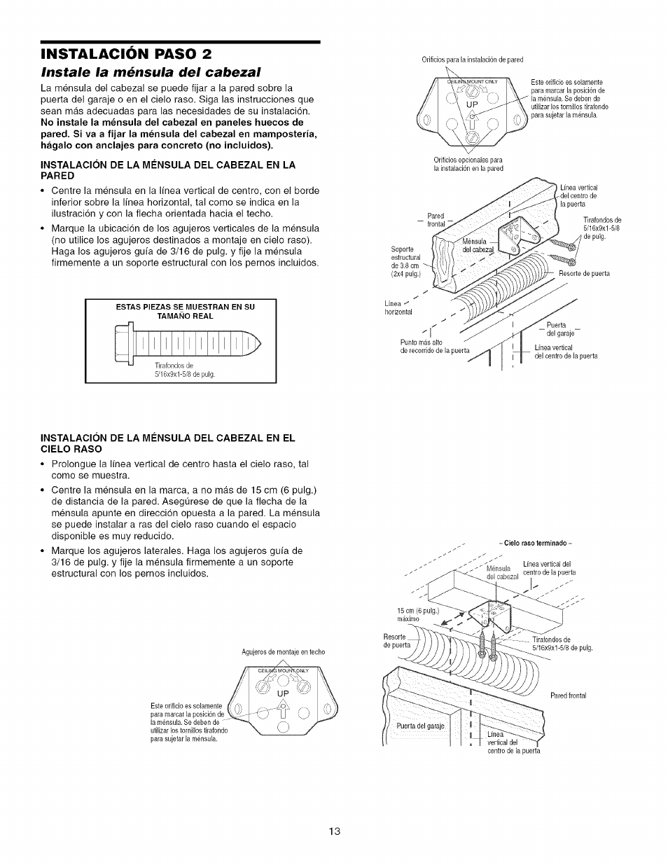 Instalacion paso 2, Instale la ménsula del cabezal | Craftsman 139.53993D User Manual | Page 51 / 76