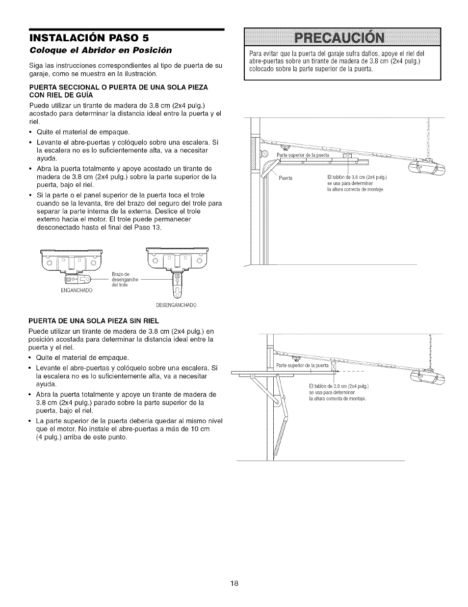 Instalacion paso 5, Coloque el abridor en posición | Craftsman 139.53993D User Manual | Page 56 / 76