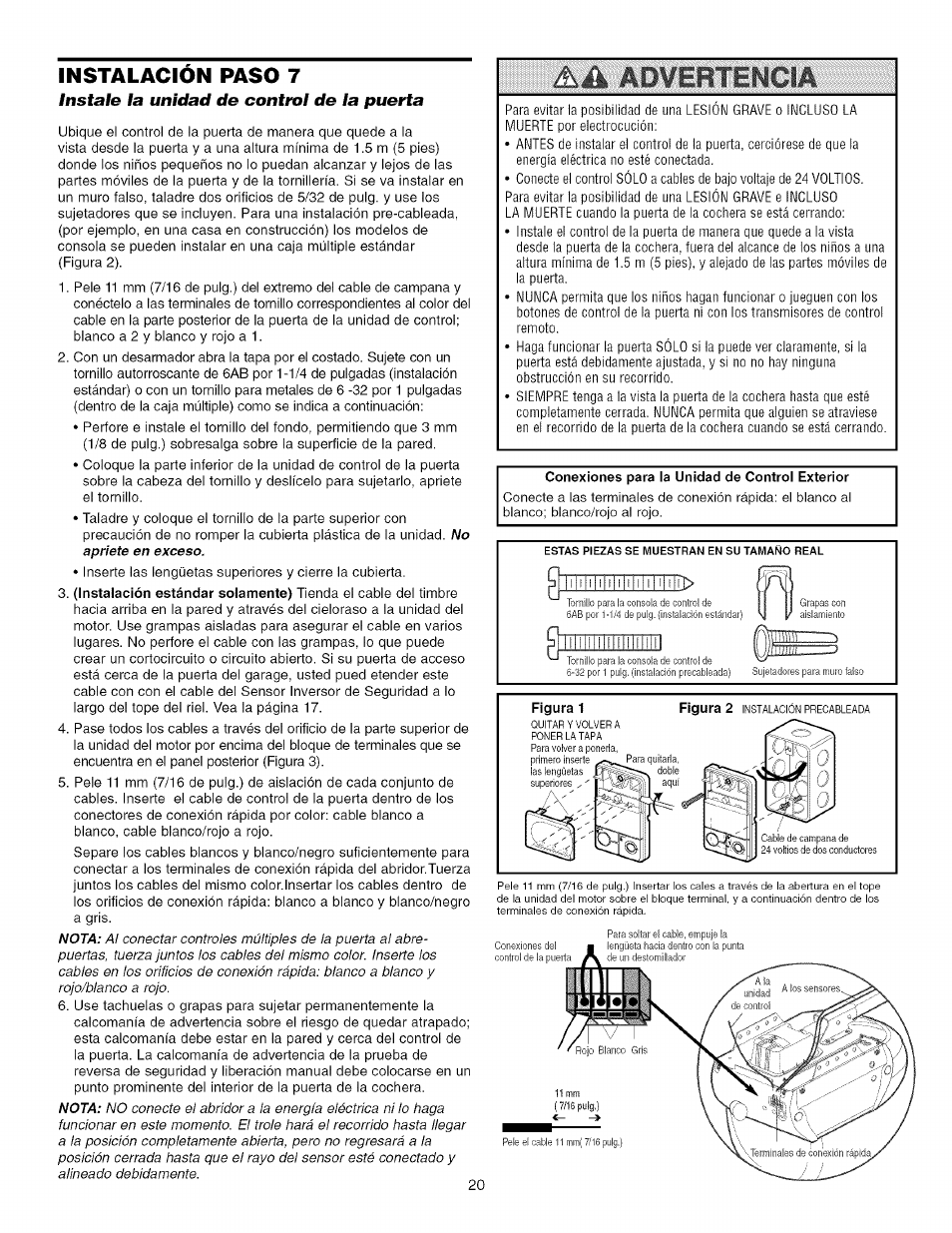 Instalacion paso, Instale la unidad de control de la puerta | Craftsman 139.53993D User Manual | Page 58 / 76