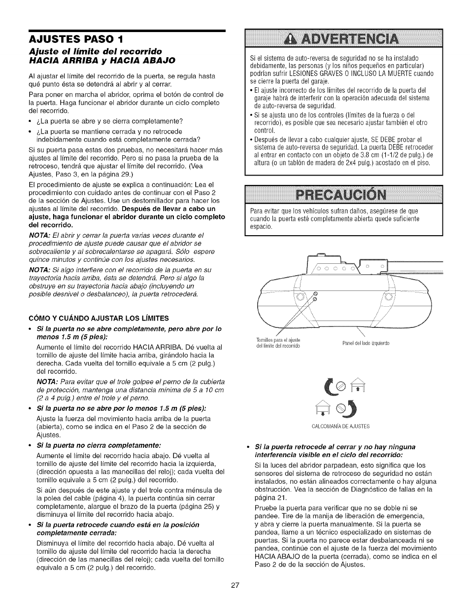 Ajustes paso 1 | Craftsman 139.53993D User Manual | Page 65 / 76