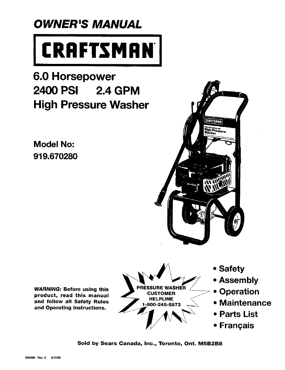 Craftsman 919.670280 User Manual | 28 pages