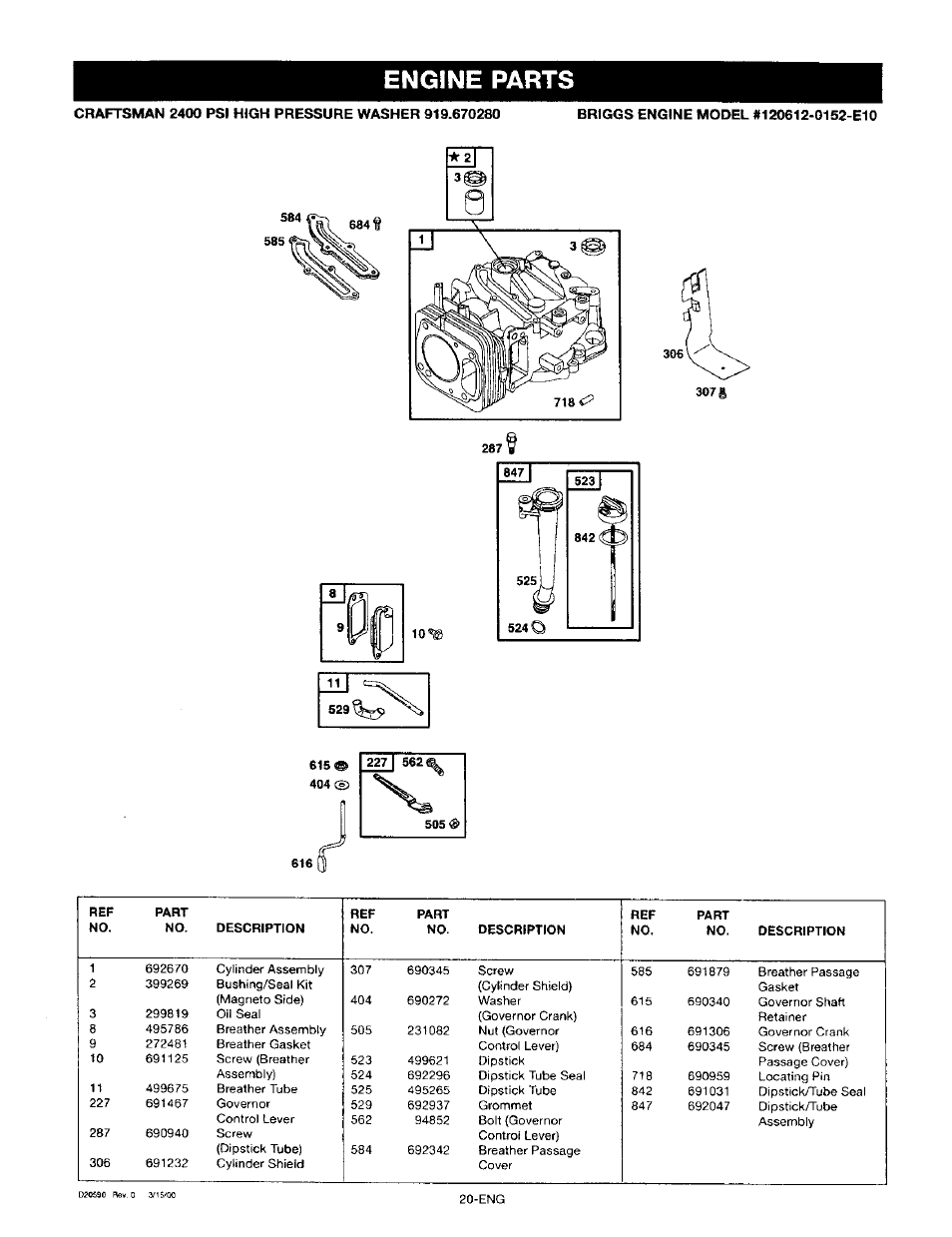 Engine parts | Craftsman 919.670280 User Manual | Page 20 / 28