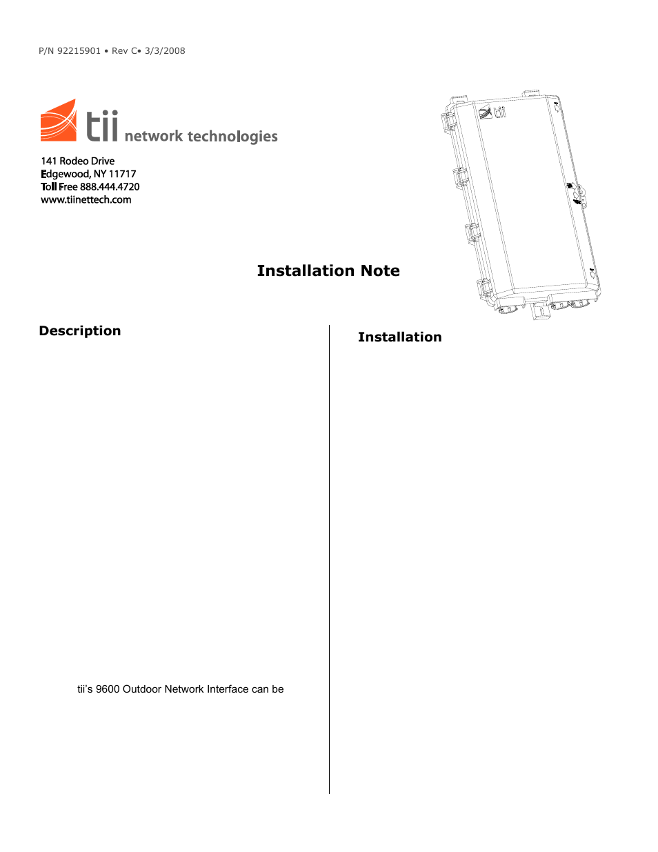 Tii 9600 User Manual | 1 page