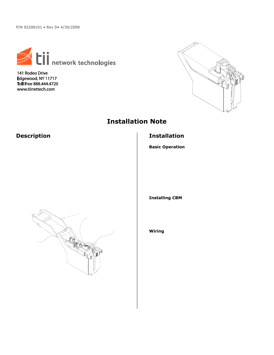 Tii 95-1-00-1 User Manual | 2 pages