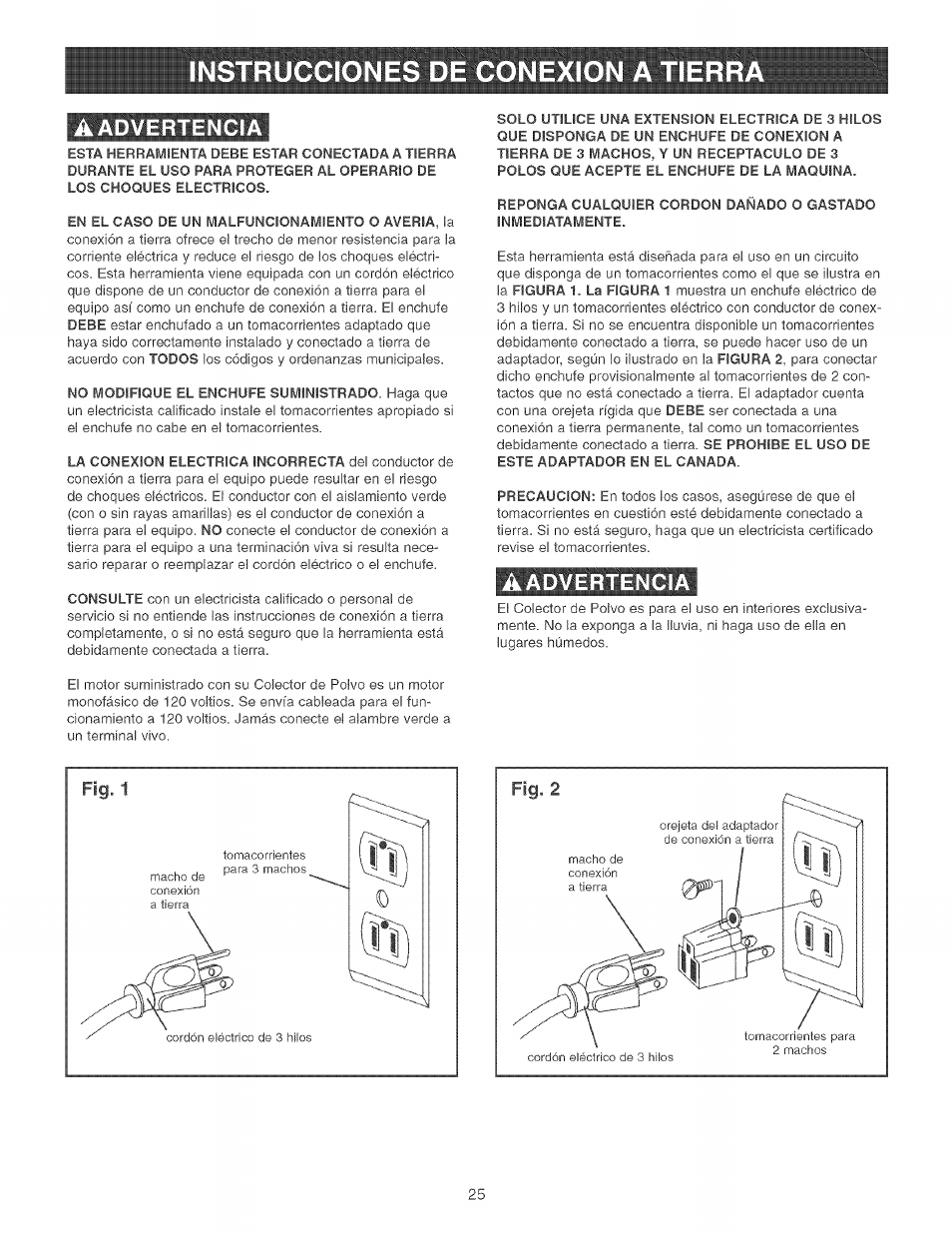 Aadvertencia, A advertencia | Craftsman 152.213361 User Manual | Page 25 / 40