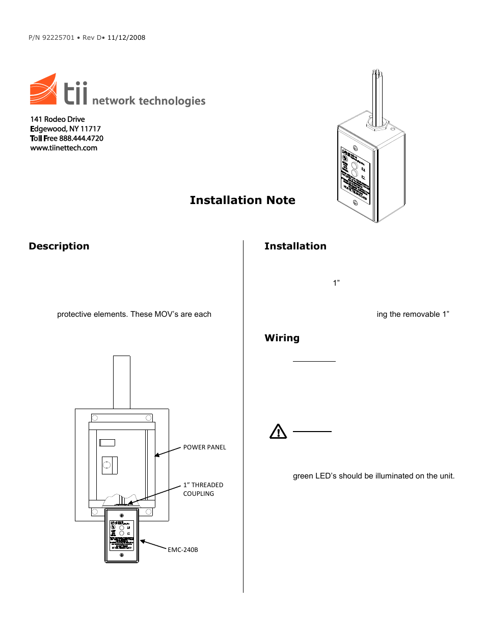 Tii EMC-240B User Manual | 2 pages