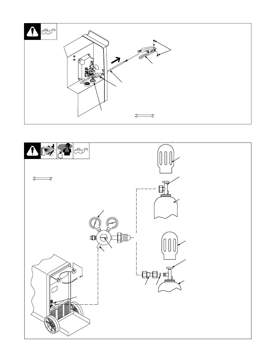 5. instalando la grampa de trabajo, 6. instalando el gas protectivo | Craftsman 117.205710 User Manual | Page 47 / 68