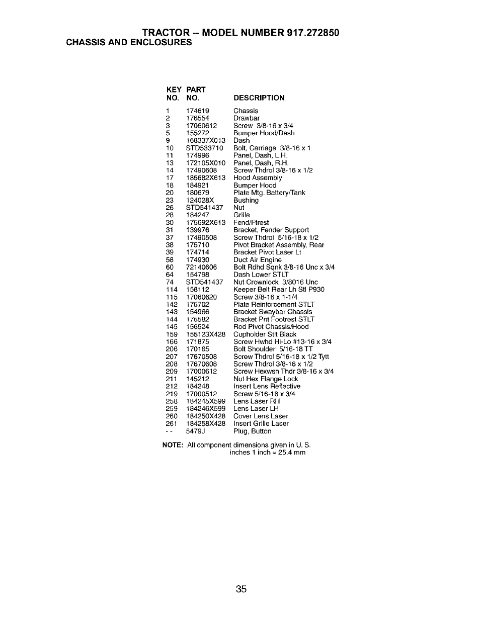 Tractor - chassis and enclosures | Craftsman 917.272850 User Manual | Page 35 / 56