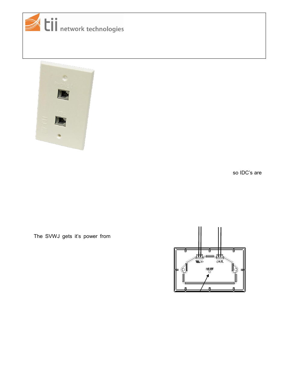 Tii SVWJ Series User Manual | 2 pages