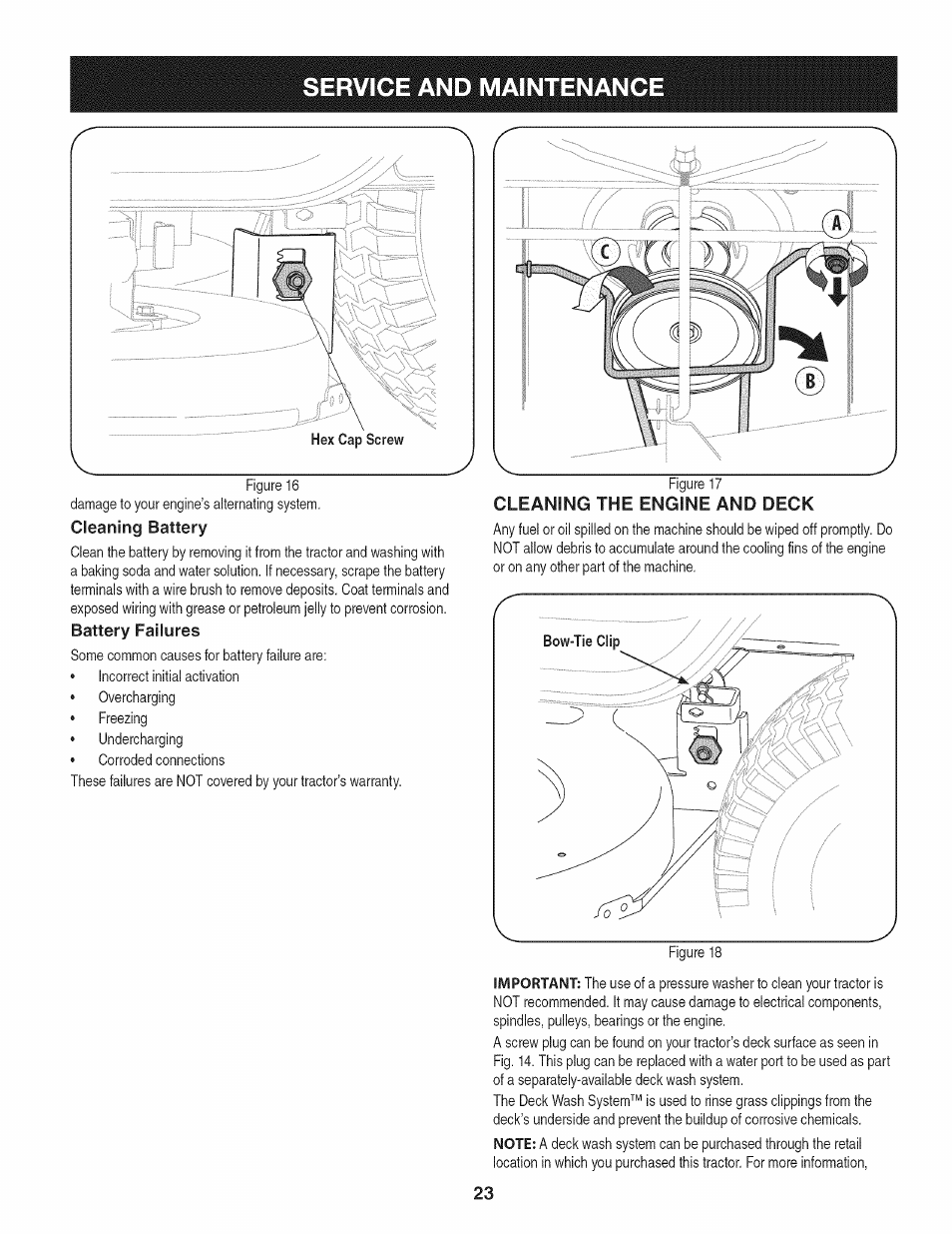 Cleaning battery, Service and maintenance | Craftsman 247.28902 User Manual | Page 23 / 92