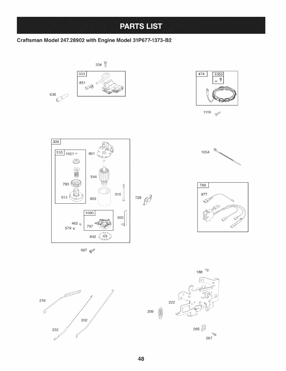 Parts list | Craftsman 247.28902 User Manual | Page 48 / 92