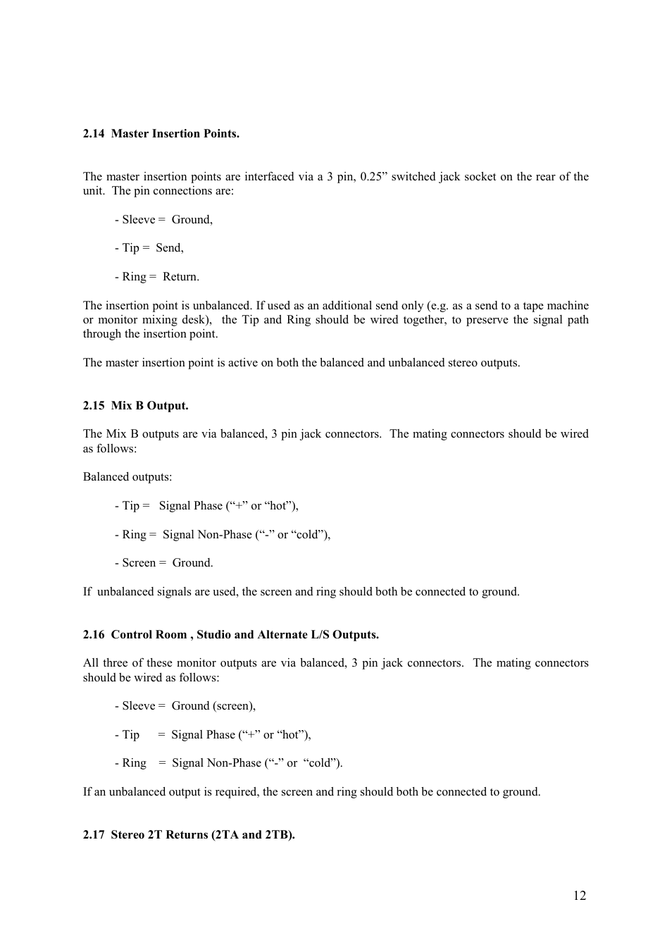 TL Audio VTC User Manual | Page 12 / 52