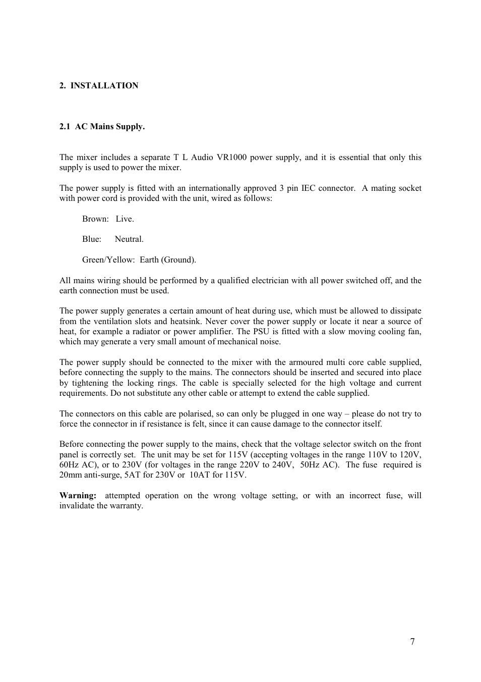 TL Audio VTC User Manual | Page 7 / 52