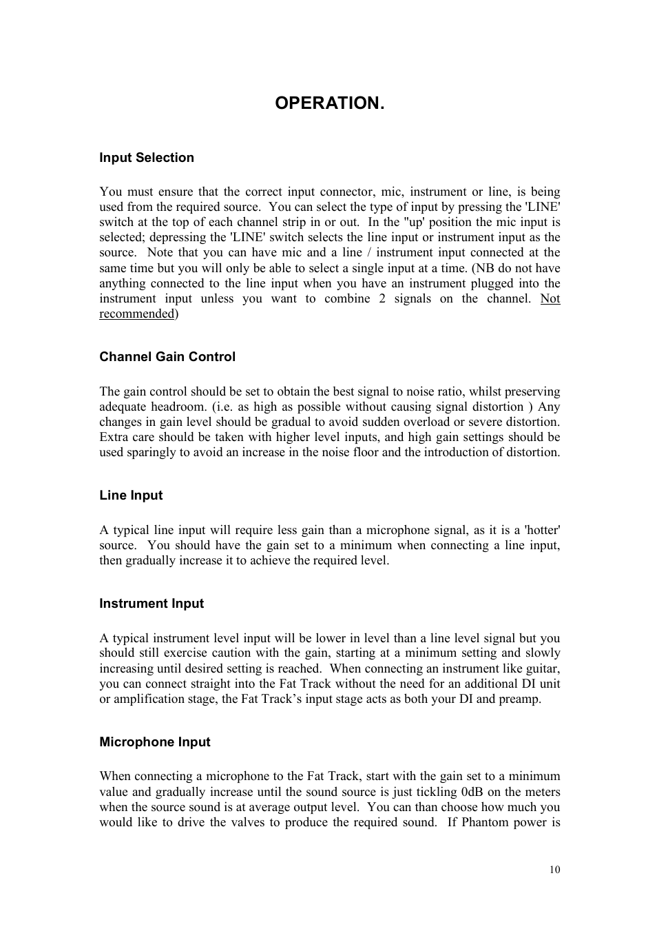 Operation | TL Audio Fat Track User Manual | Page 11 / 26