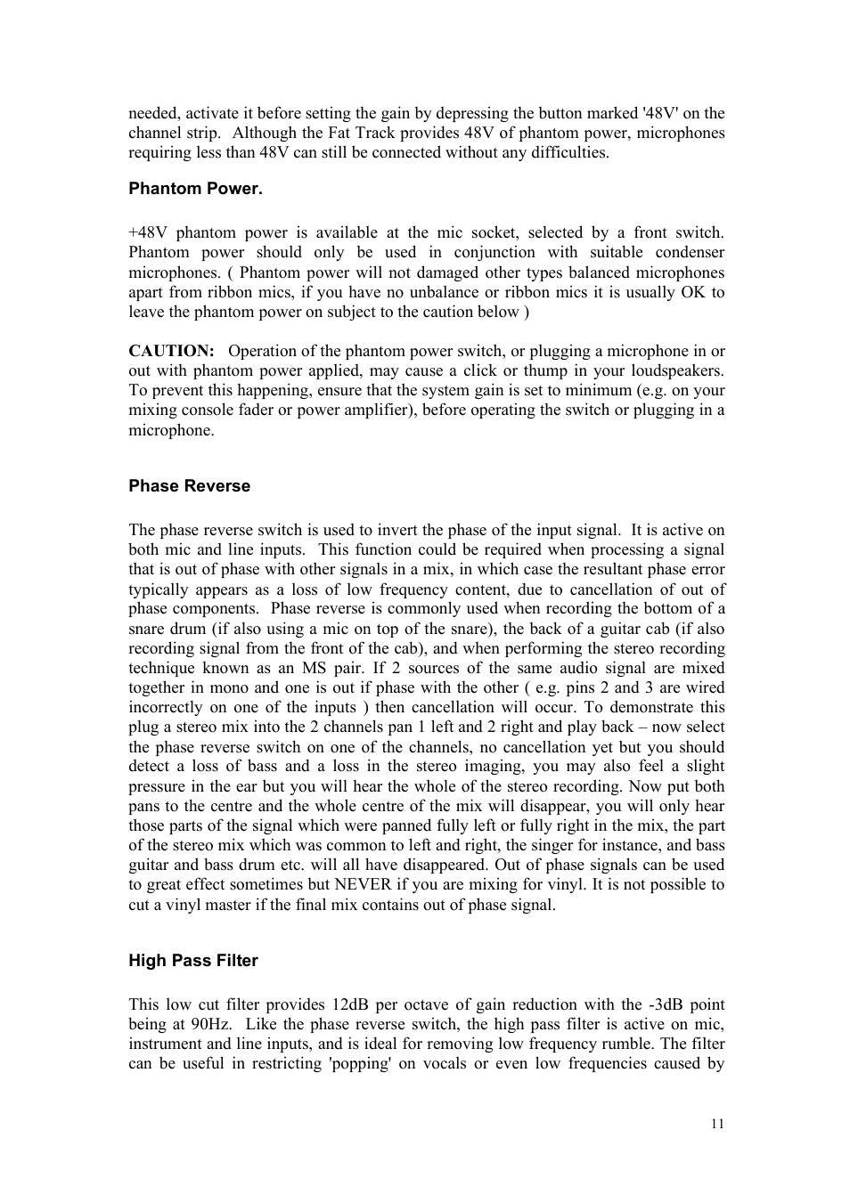 TL Audio Fat Track User Manual | Page 12 / 26