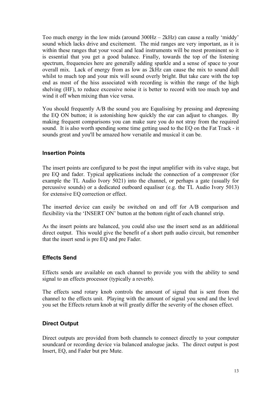 TL Audio Fat Track User Manual | Page 14 / 26