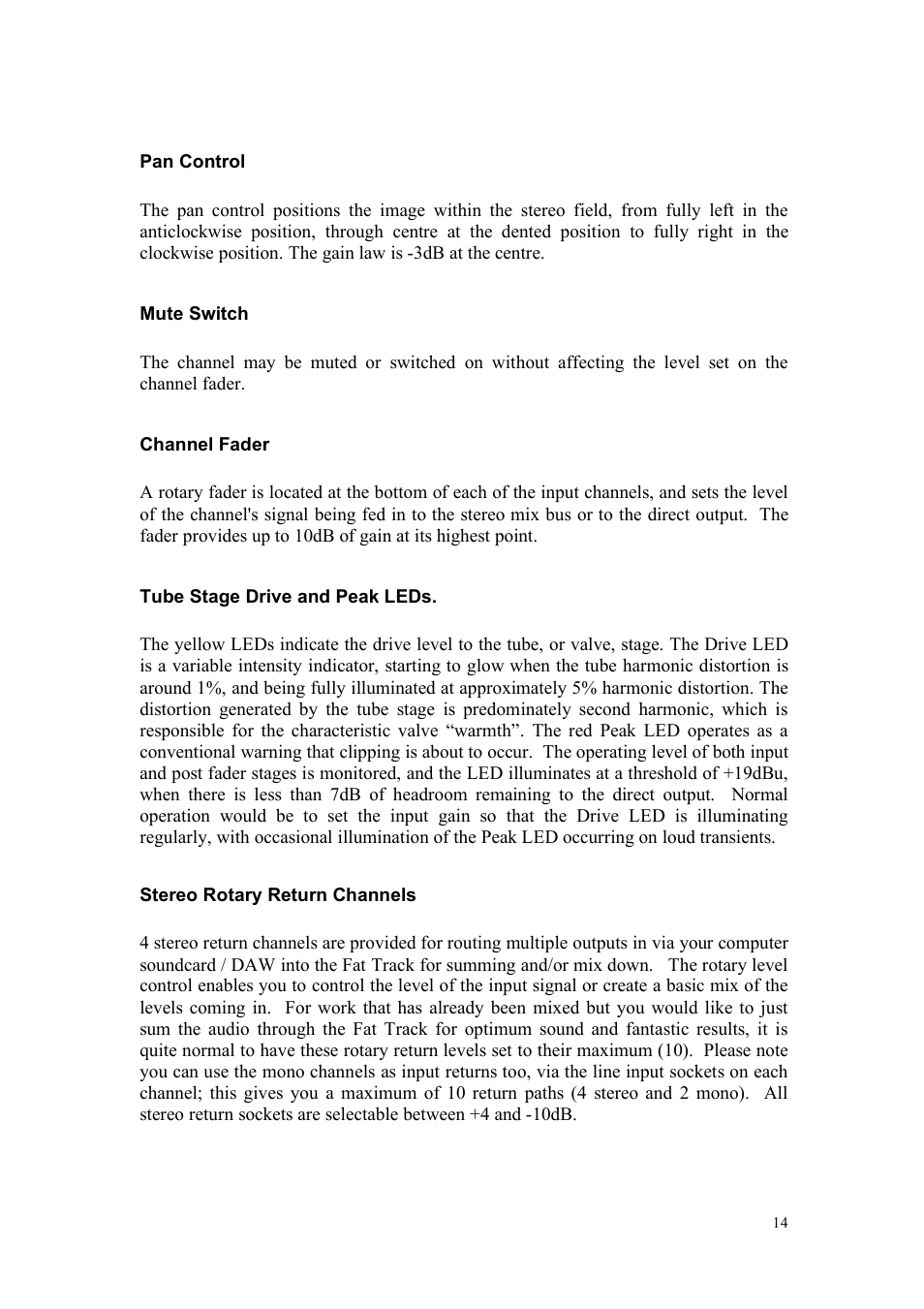 TL Audio Fat Track User Manual | Page 15 / 26